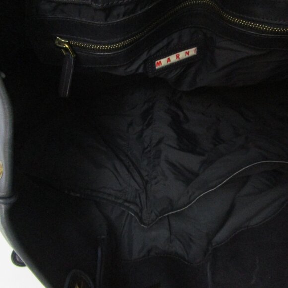 Italian Leather X Large Satchel Tote Bag Black Gold - Picture 11 of 13